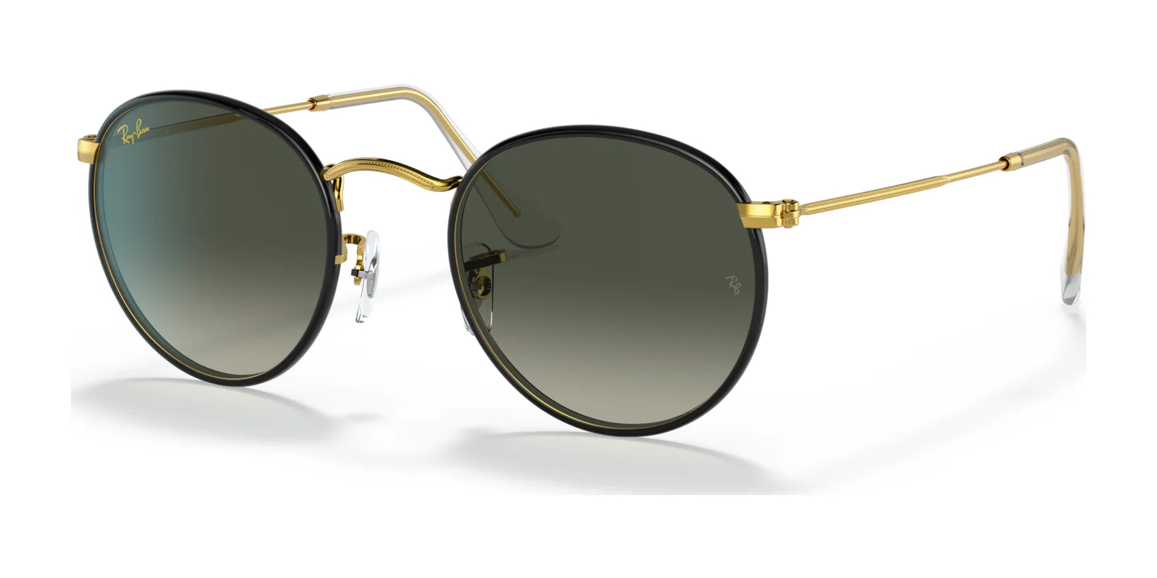 Ray-Ban ROUND FULL COLOR RB3447JM Sunglasses Black On Gold / Grey Gradient Ray-Ban ROUND FULL COLOR RB3447JM Sunglasses Black On Gold / Grey Gradient