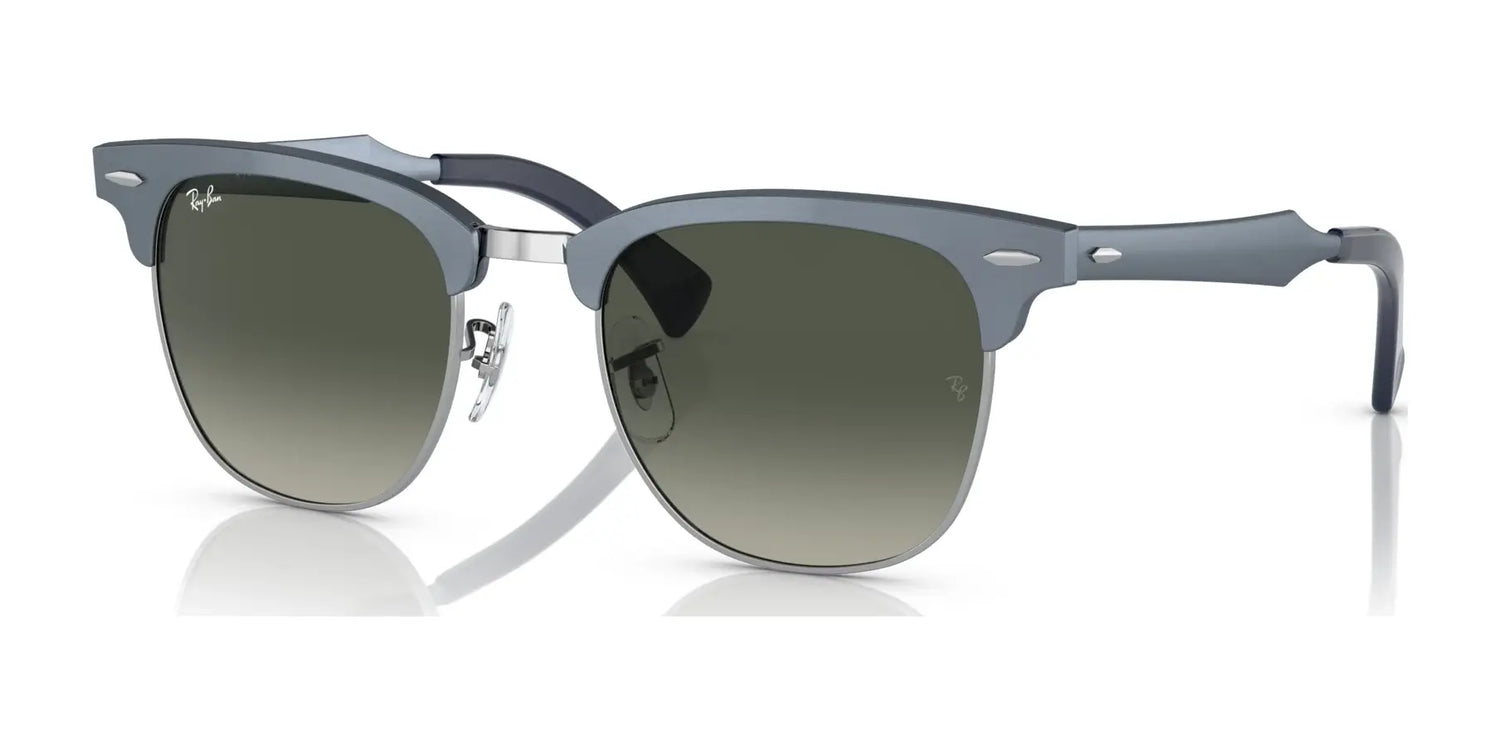 Ray-Ban CLUBMASTER ALUMINUM RB3507 Sunglasses Blue On Silver / Grey Ray-Ban CLUBMASTER ALUMINUM RB3507 Sunglasses Blue On Silver / Grey