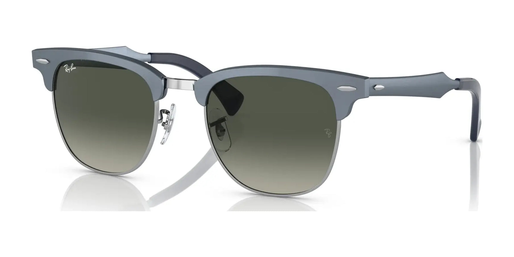 Ray-Ban CLUBMASTER ALUMINUM RB3507 Sunglasses Blue On Silver / Grey Ray-Ban CLUBMASTER ALUMINUM RB3507 Sunglasses Blue On Silver / Grey