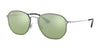 Ray-Ban BLAZE HEXAGONAL RB3579N Sunglasses | Size 58 / Silver №003/30 / Dark Green/Silver (2N 24.5%)