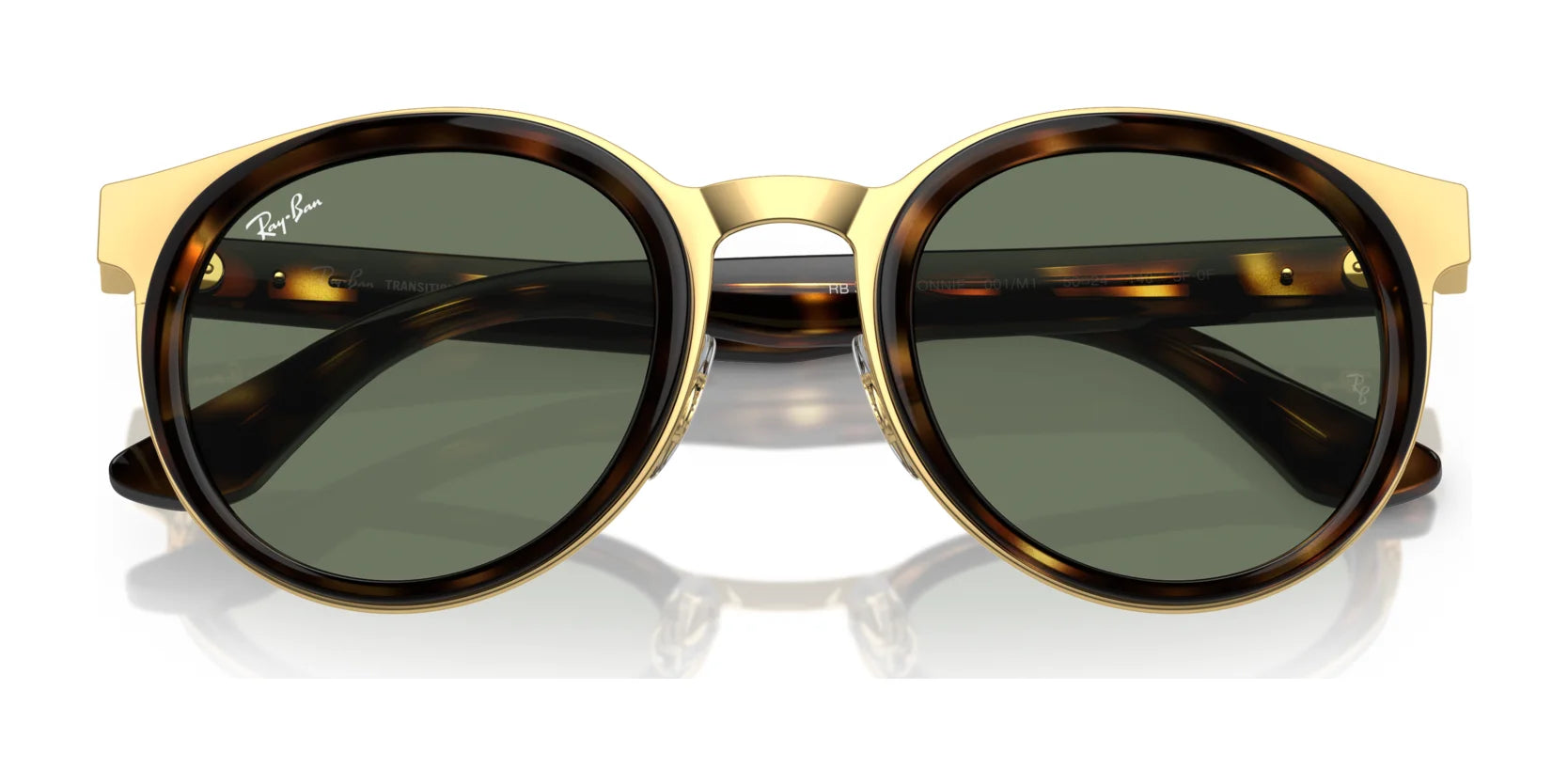 The Ray-Ban BONNIE RB3710 eyeglasses, size 50, feature a rounded silhouette with gold frames and dark lenses, enhanced by stylish tortoiseshell plastic rims. The Ray-Ban BONNIE RB3710 eyeglasses, size 50, feature a rounded silhouette with gold frames and dark lenses, enhanced by stylish tortoiseshell plastic rims.