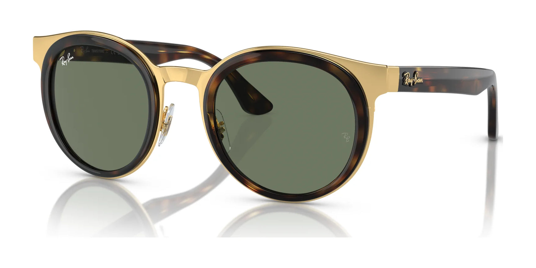 The Ray-Ban BONNIE RB3710 Eyeglasses, featuring gold metal frames, tortoiseshell temples, and dark green lenses, exude a sophisticated rounded silhouette reminiscent of classic Ray-Ban styles. The Ray-Ban BONNIE RB3710 Eyeglasses, featuring gold metal frames, tortoiseshell temples, and dark green lenses, exude a sophisticated rounded silhouette reminiscent of classic Ray-Ban styles.