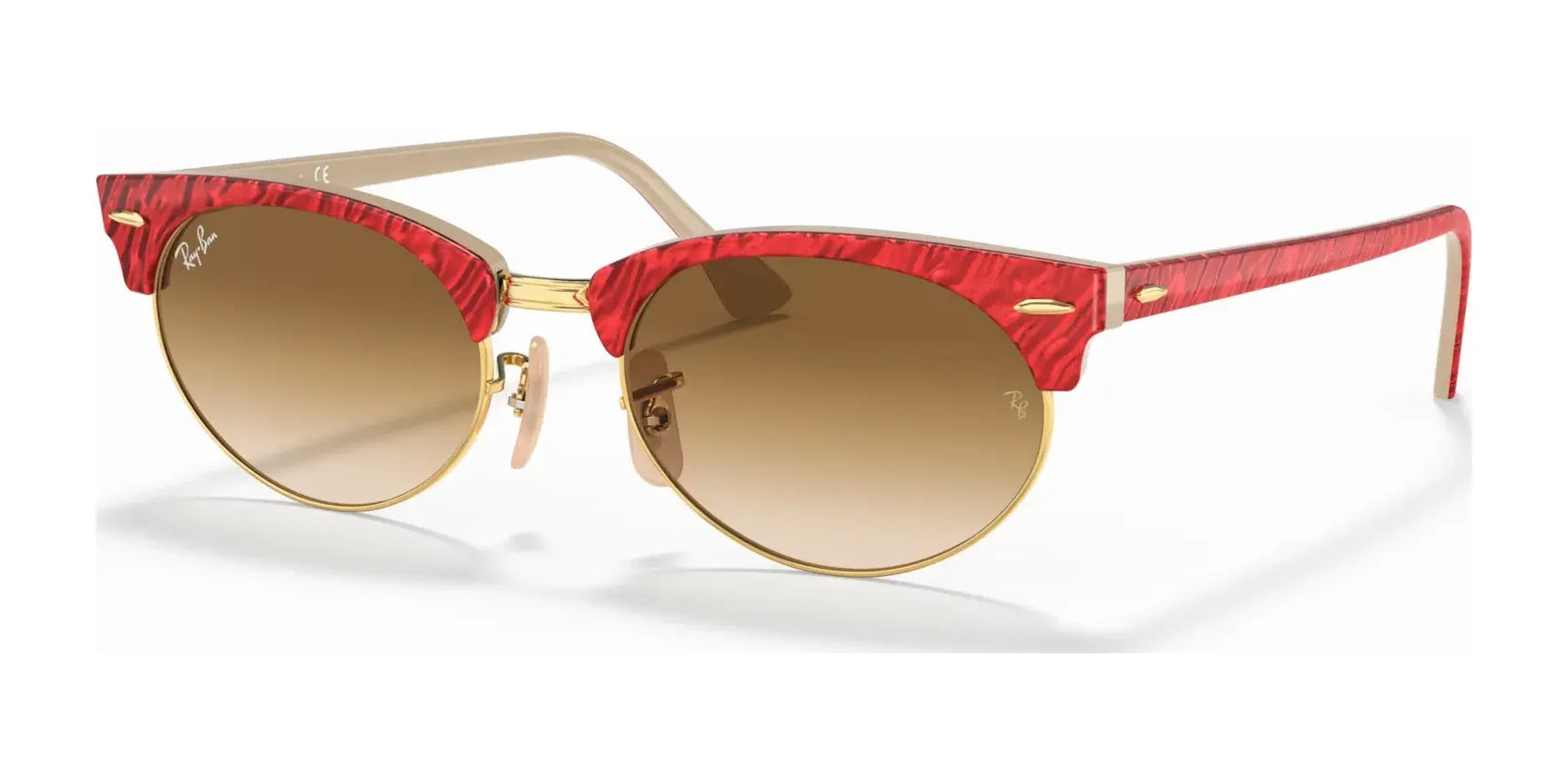 Ray-Ban CLUBMASTER OVAL RB3946 Sunglasses Red / Light Brown Gradient Ray-Ban CLUBMASTER OVAL RB3946 Sunglasses Red / Light Brown Gradient