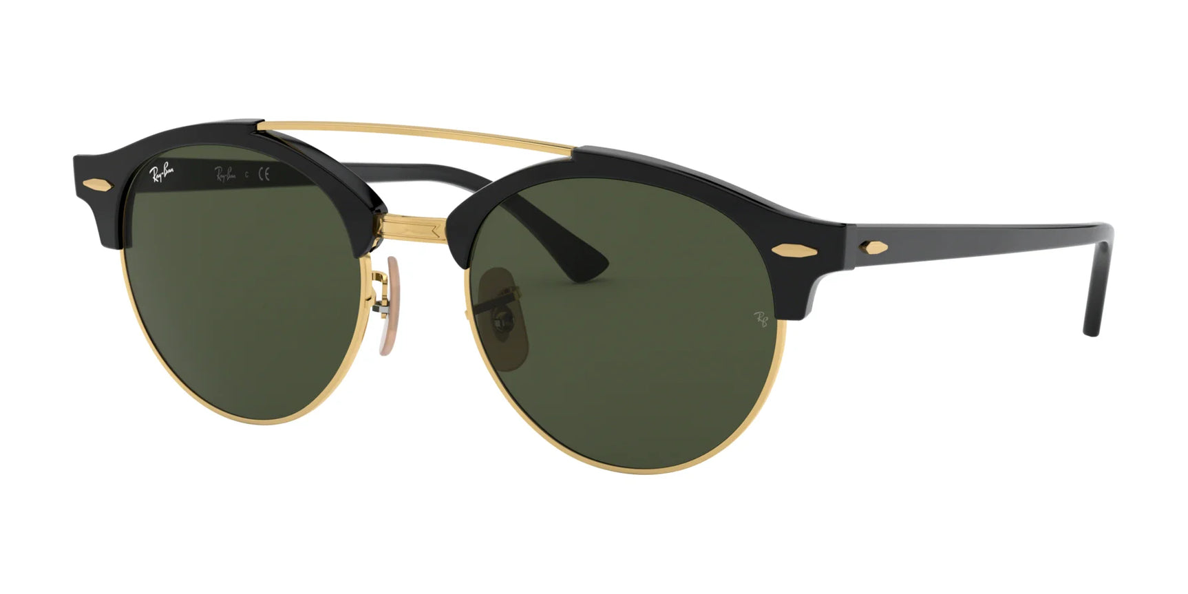 Ray-Ban CLUBROUND DOUBLEBRIDGE RB4346 Sunglasses Black / G-15 Green Ray-Ban CLUBROUND DOUBLEBRIDGE RB4346 Sunglasses Black / G-15 Green