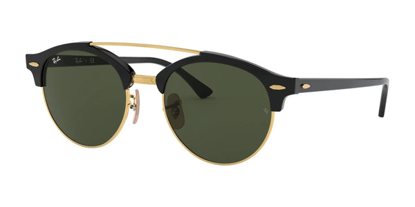 Ray-Ban CLUBROUND DOUBLEBRIDGE RB4346 Sunglasses | Size 51 / Black №901 / G-15 Green (3N 13.2%)