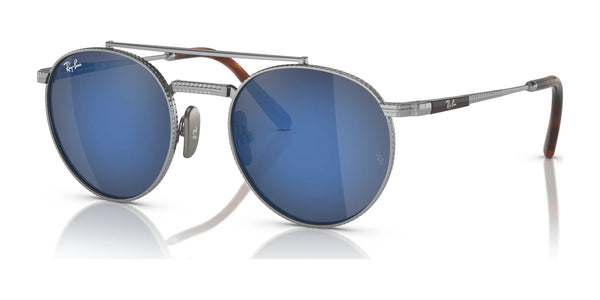 Ray-Ban ROUND II TITANIUM RB8237 Sunglasses / Silver №3139O4 / Grey Blue (3N 10.83%) / Size 50