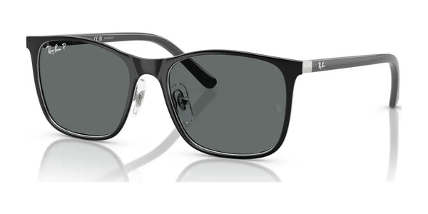 Ray-Ban RJ9551S Sunglasses | Size 48 / Black On Silver №295/81 / Dark Grey (Polarized) (3P 10%)