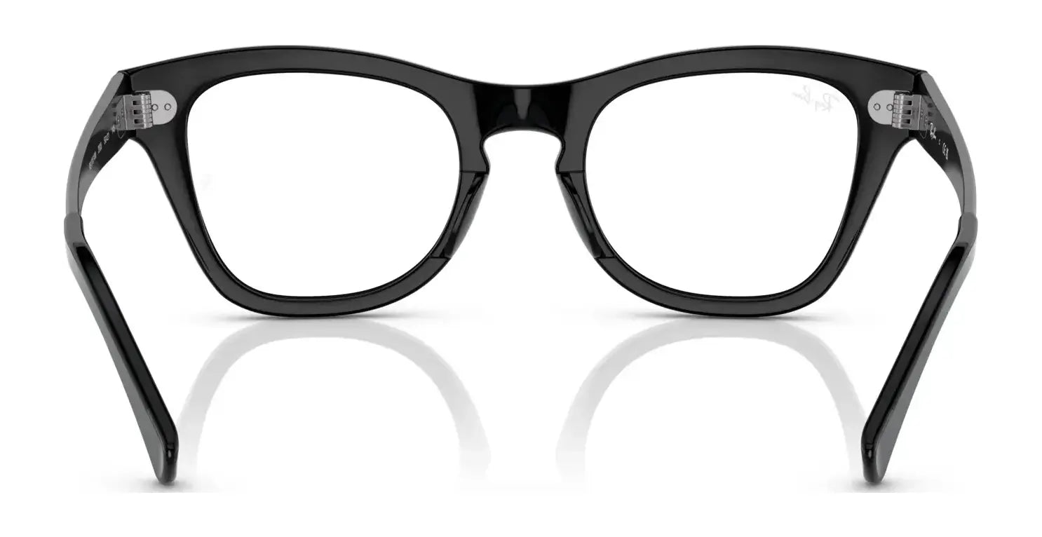 Ray-Ban RX0707VM Eyeglasses exhibit an iconic design with black, thick frames when seen from the front. Ray-Ban RX0707VM Eyeglasses exhibit an iconic design with black, thick frames when seen from the front.