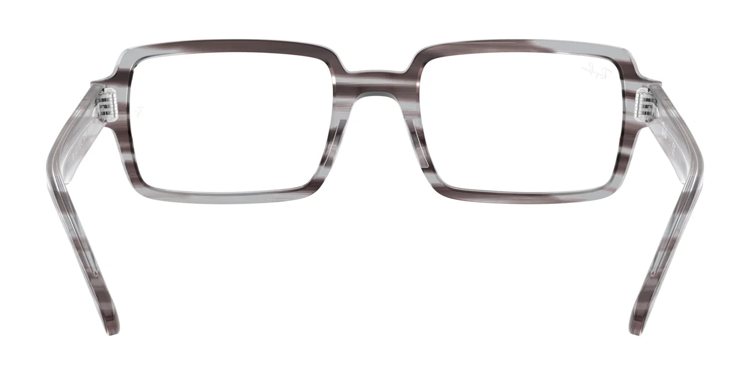 Ray-Ban BENJI RX5473 Eyeglasses, size 50, feature premium rectangular frames with a marble-like pattern, shown front view on a white background. Ray-Ban BENJI RX5473 Eyeglasses, size 50, feature premium rectangular frames with a marble-like pattern, shown front view on a white background.