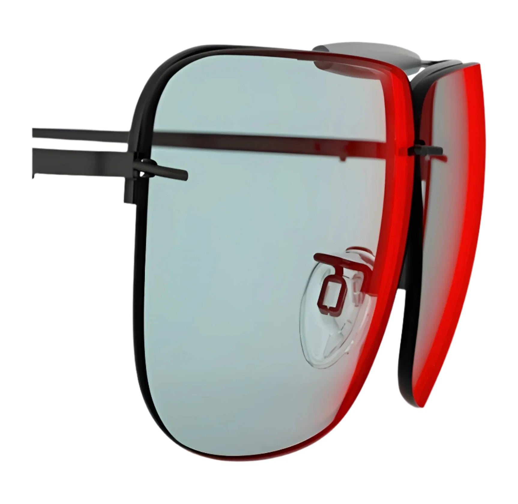 The RE Ranger Classic Lens by RE Ranger features black frames and translucent Claysight lenses with a bold red edge glow effect for a futuristic look. The RE Ranger Classic Lens by RE Ranger features black frames and translucent Claysight lenses with a bold red edge glow effect for a futuristic look.