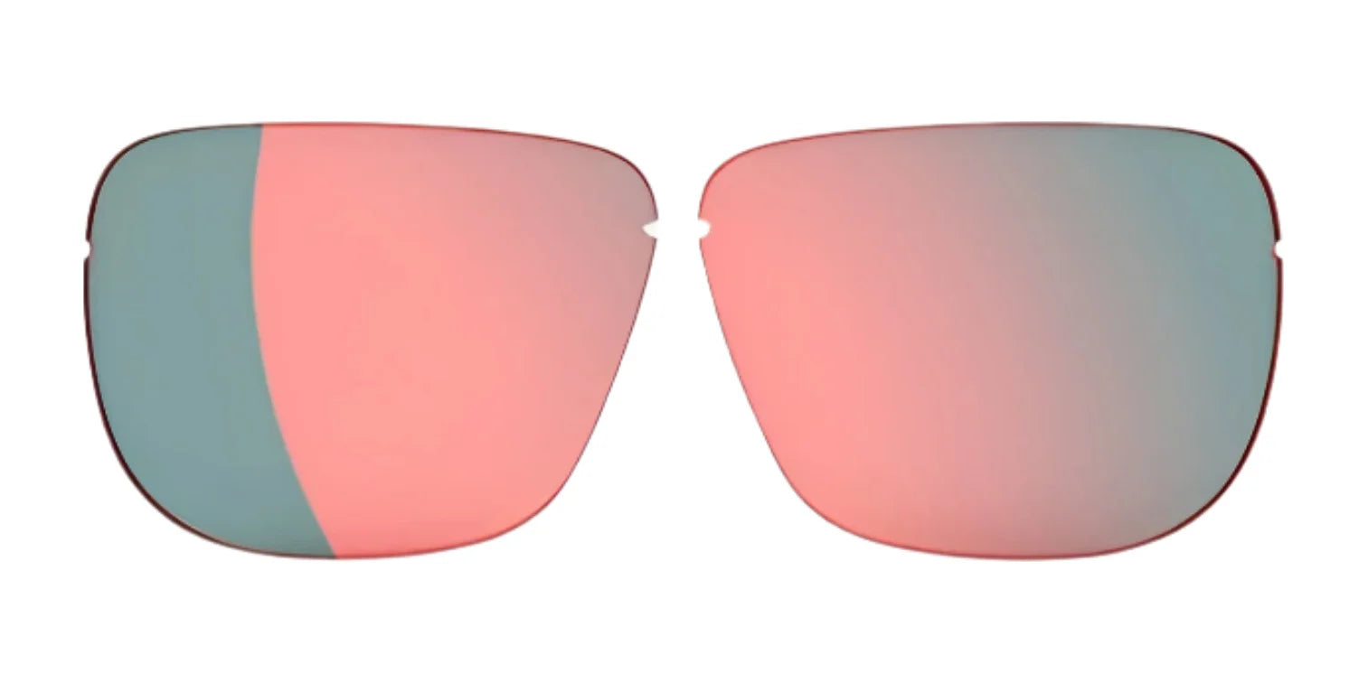 A pair of RE Ranger Classic Lens replacements in pink and teal mirror by RE Ranger, ideal for sunglasses, shown on a white background. A pair of RE Ranger Classic Lens replacements in pink and teal mirror by RE Ranger, ideal for sunglasses, shown on a white background.