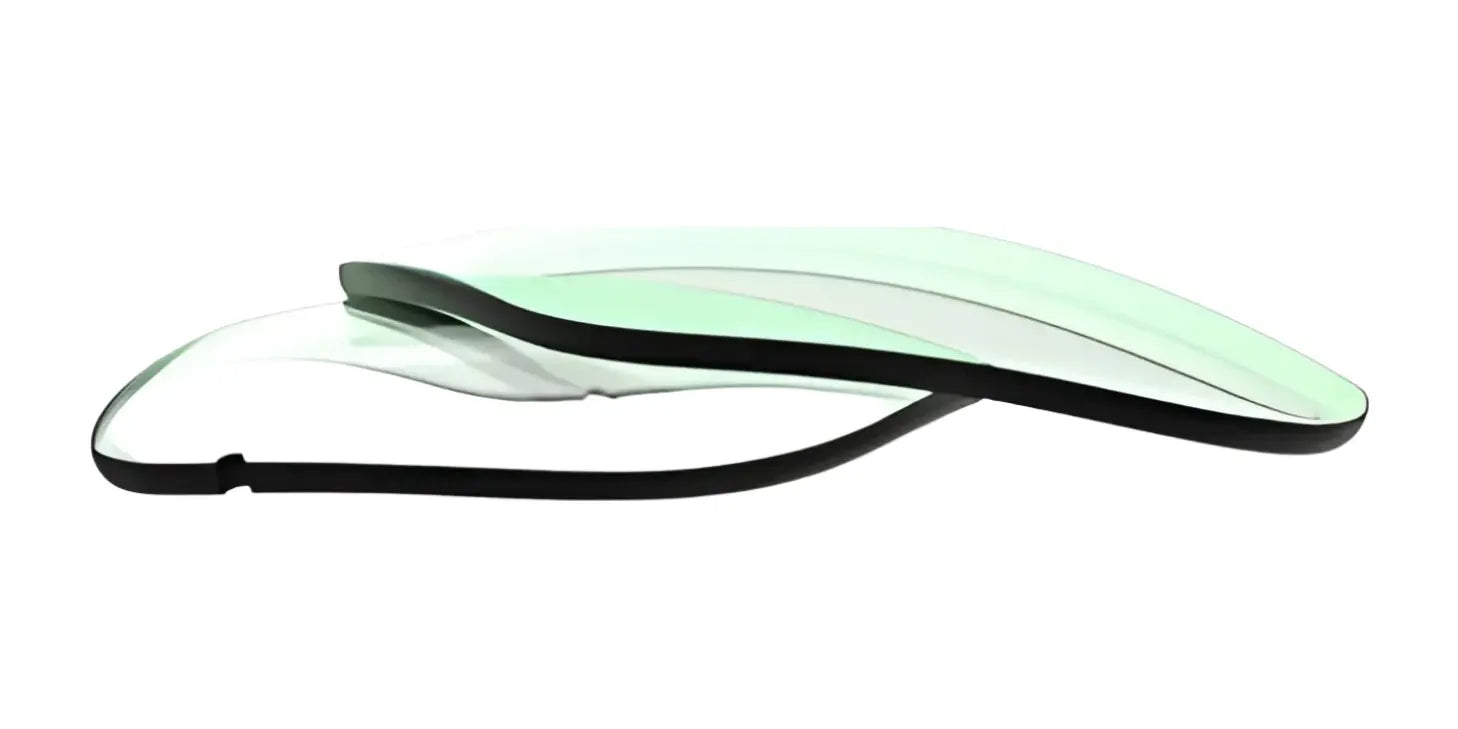 A curved, translucent, layered glass sheet resembling the RE Ranger Classic Lens by RE Ranger, featuring a thin black border on a white background. A curved, translucent, layered glass sheet resembling the RE Ranger Classic Lens by RE Ranger, featuring a thin black border on a white background.