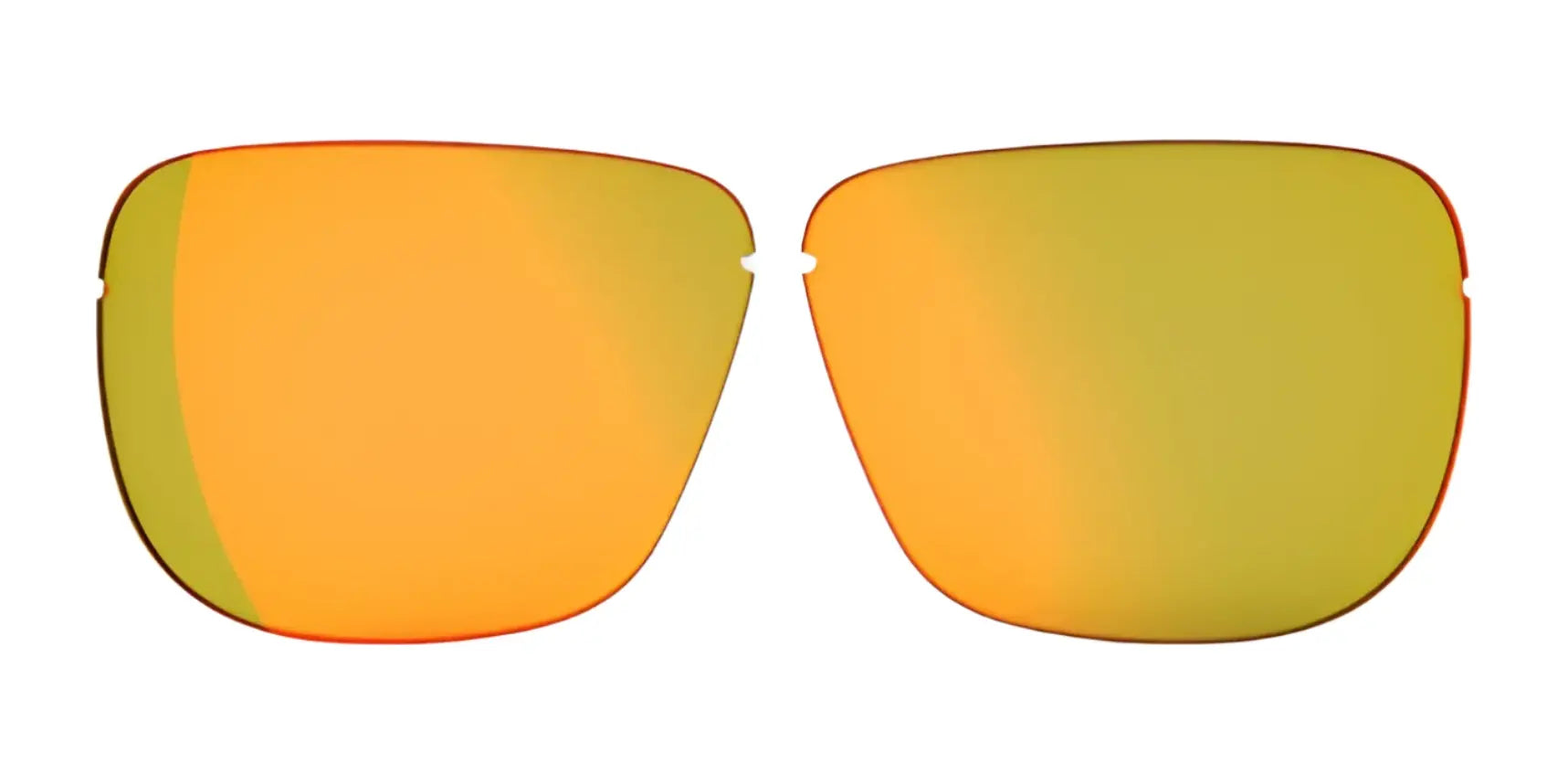 A pair of yellow-orange mirrored RE Ranger Classic shooting lenses is shown on a white background. A pair of yellow-orange mirrored RE Ranger Classic shooting lenses is shown on a white background.