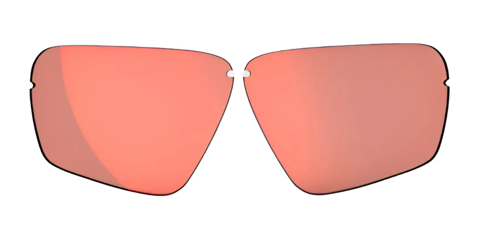 Two pink RE Ranger Edge Lens sunglasses lenses by RE Ranger, with black rims and Claysight Lens Technology, shown against a white background. Two pink RE Ranger Edge Lens sunglasses lenses by RE Ranger, with black rims and Claysight Lens Technology, shown against a white background.