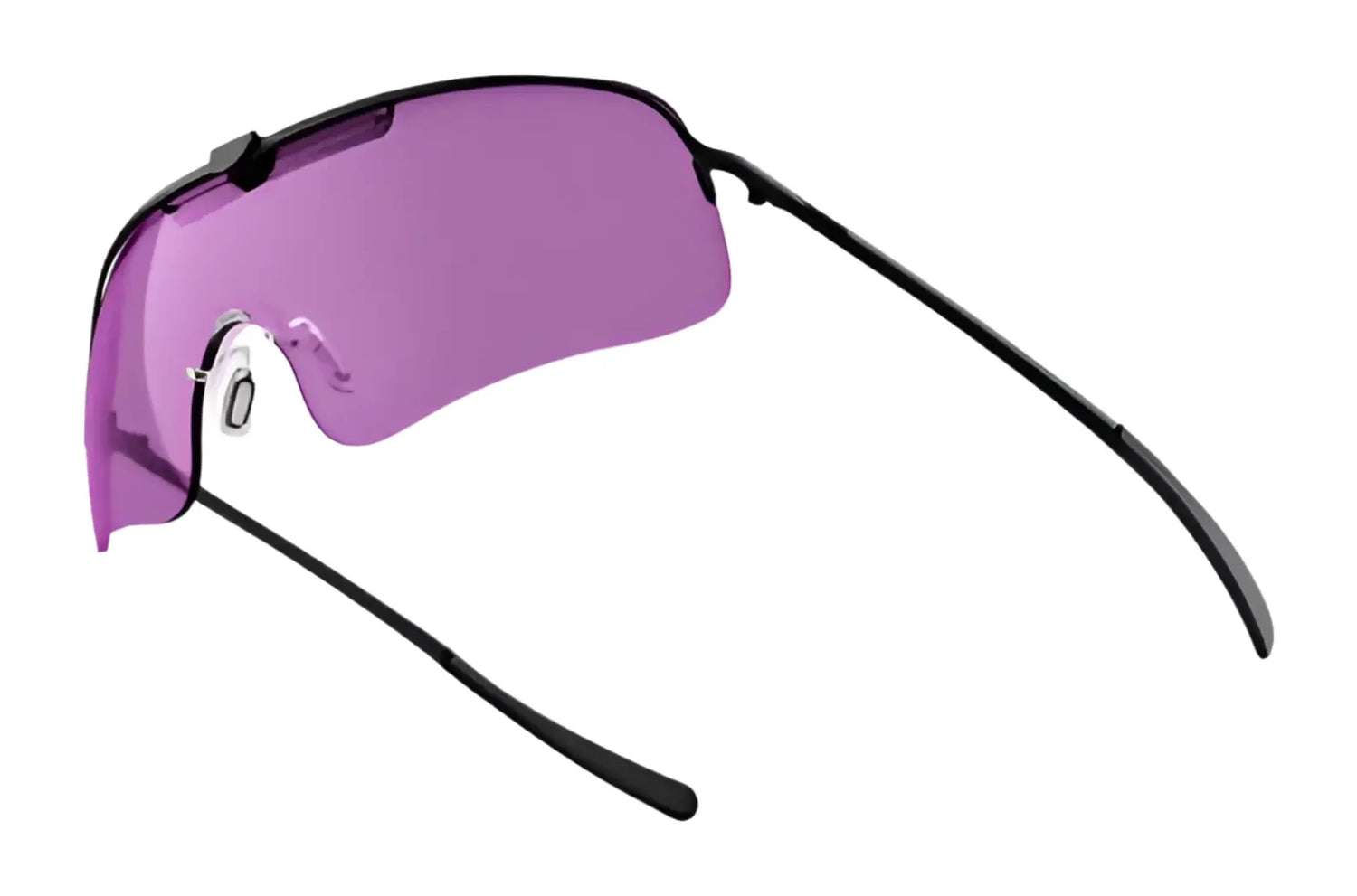The RE Ranger Falcon Shooting Sunglasses, size 64, feature purple lenses, a rimless frame, and black temples. Their sleek design is inspired by CombatCoat technology for enhanced durability. The RE Ranger Falcon Shooting Sunglasses, size 64, feature purple lenses, a rimless frame, and black temples. Their sleek design is inspired by CombatCoat technology for enhanced durability.