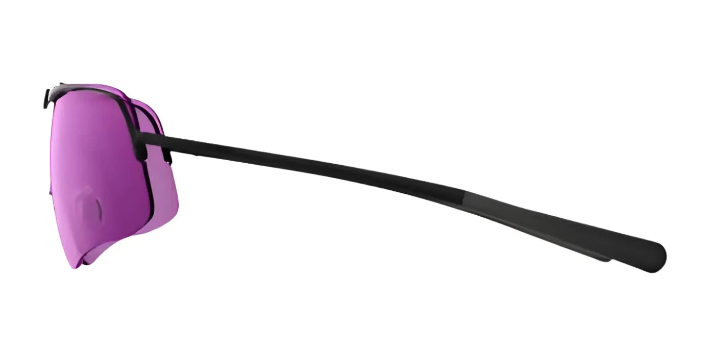 Side view of sleek RE Ranger Falcon Shooting Sunglasses in purple, featuring thin black arms and wraparound Claysight Orange lenses, ideal for shooting enthusiasts. Side view of sleek RE Ranger Falcon Shooting Sunglasses in purple, featuring thin black arms and wraparound Claysight Orange lenses, ideal for shooting enthusiasts.