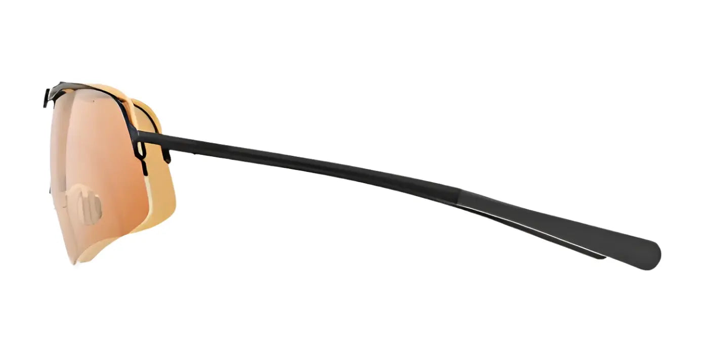 Side view of RE Ranger Falcon Shooting Sunglasses | Size 64, showcasing a sleek, modern design with a thin black frame and Claysight Orange lenses on a white background. Side view of RE Ranger Falcon Shooting Sunglasses | Size 64, showcasing a sleek, modern design with a thin black frame and Claysight Orange lenses on a white background.