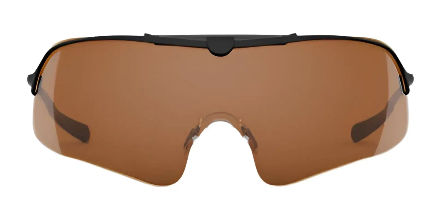 The RE Ranger Falcon Shooting Sunglasses, size 64, features a sleek black frame with brown-tinted lenses that enhance clarity and focus when viewed from the front. The RE Ranger Falcon Shooting Sunglasses, size 64, features a sleek black frame with brown-tinted lenses that enhance clarity and focus when viewed from the front.