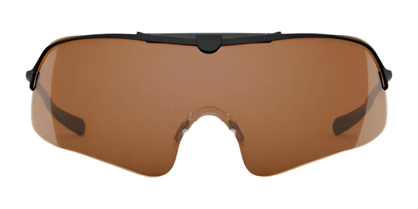 The RE Ranger Falcon Shooting Sunglasses, size 64, features a sleek black frame with brown-tinted lenses that enhance clarity and focus when viewed from the front. The RE Ranger Falcon Shooting Sunglasses, size 64, features a sleek black frame with brown-tinted lenses that enhance clarity and focus when viewed from the front.