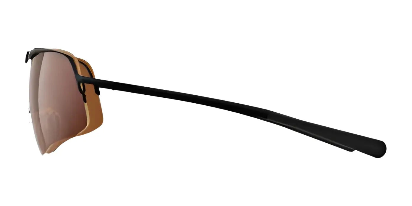 Side view of RE Ranger Falcon Shooting Sunglasses in size 64, with sleek black frames, brown-tinted CombatCoat lenses, and slender arms for a stylish touch. Side view of RE Ranger Falcon Shooting Sunglasses in size 64, with sleek black frames, brown-tinted CombatCoat lenses, and slender arms for a stylish touch.