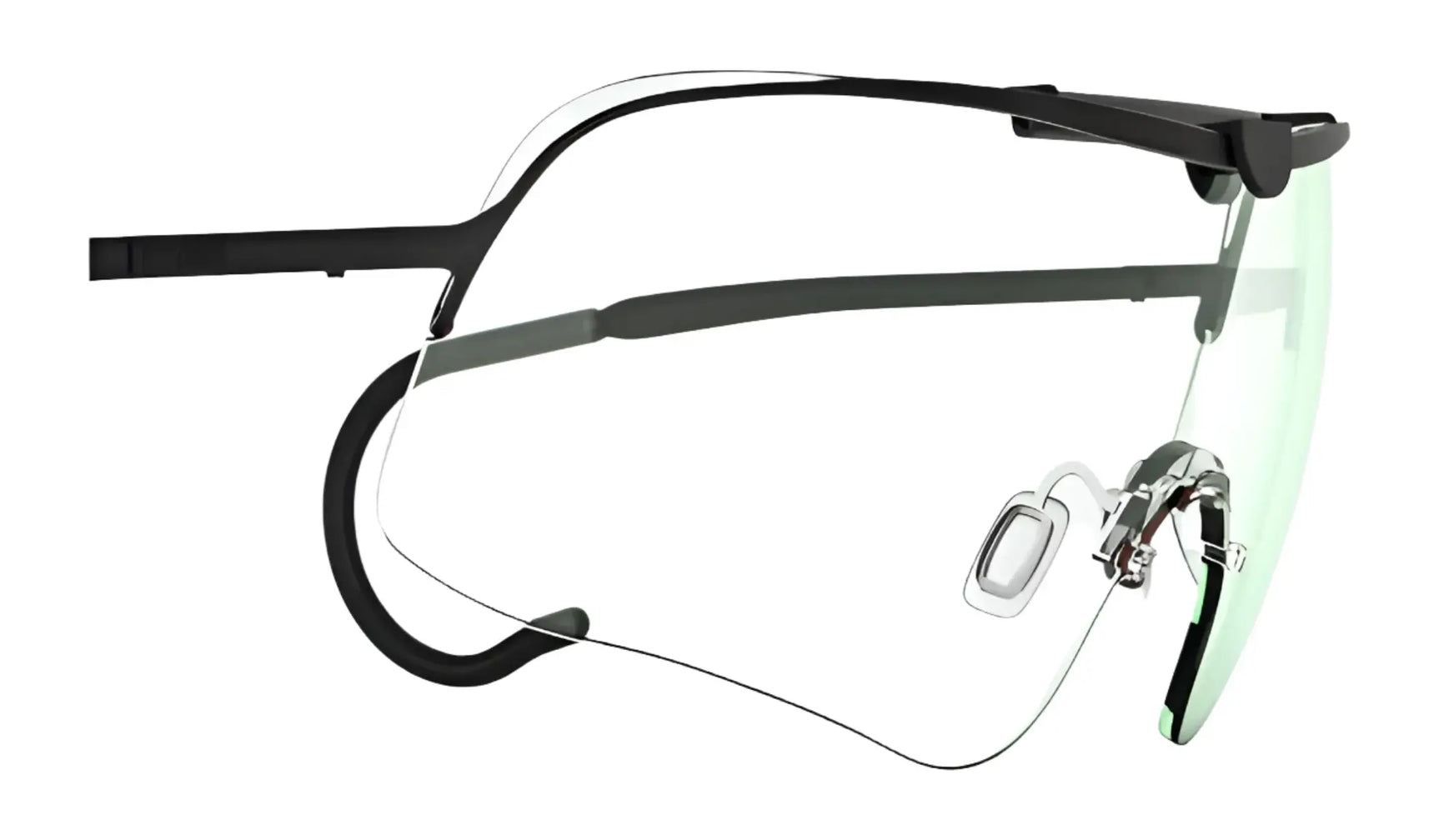 The RE Ranger Falcon Pro Shooting Glasses feature a futuristic, frameless design with aerodynamic lenses and a sleek CombatCoat black frame. The RE Ranger Falcon Pro Shooting Glasses feature a futuristic, frameless design with aerodynamic lenses and a sleek CombatCoat black frame.