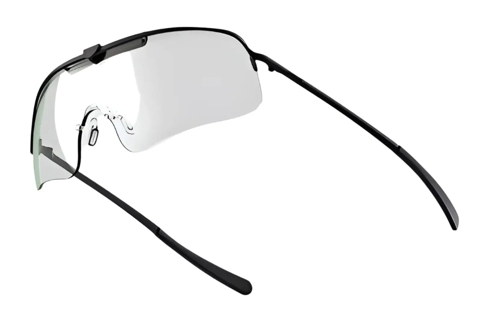 A pair of sleek, frameless RE Ranger Falcon Pro shooting glasses featuring black CombatCoat temples. A pair of sleek, frameless RE Ranger Falcon Pro shooting glasses featuring black CombatCoat temples.