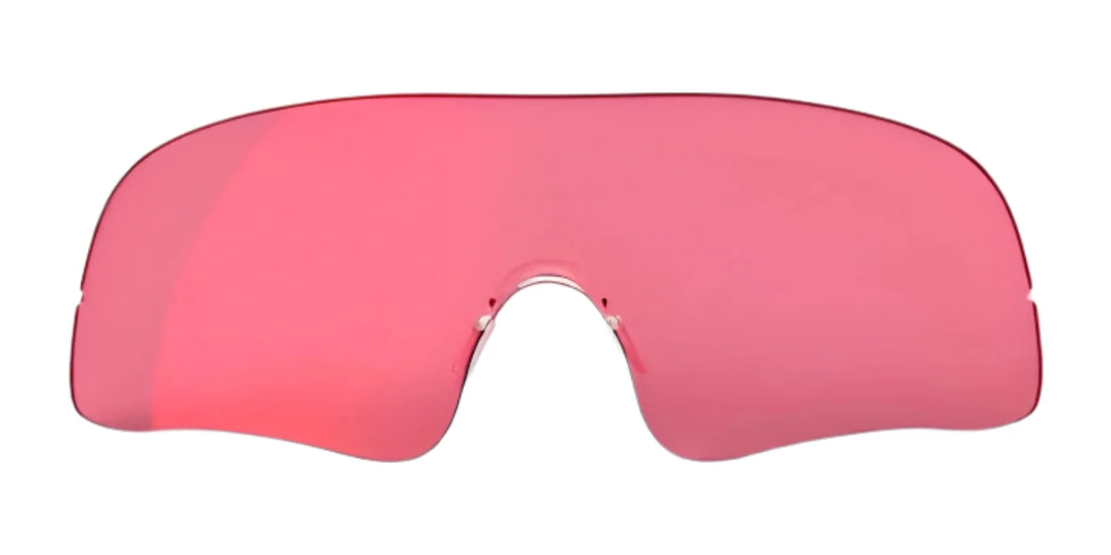 Red-tinted oversized visor sunglasses feature a sleek, futuristic design and incorporate RE Ranger Falcon Pro Lens frames by RE Ranger. Red-tinted oversized visor sunglasses feature a sleek, futuristic design and incorporate RE Ranger Falcon Pro Lens frames by RE Ranger.