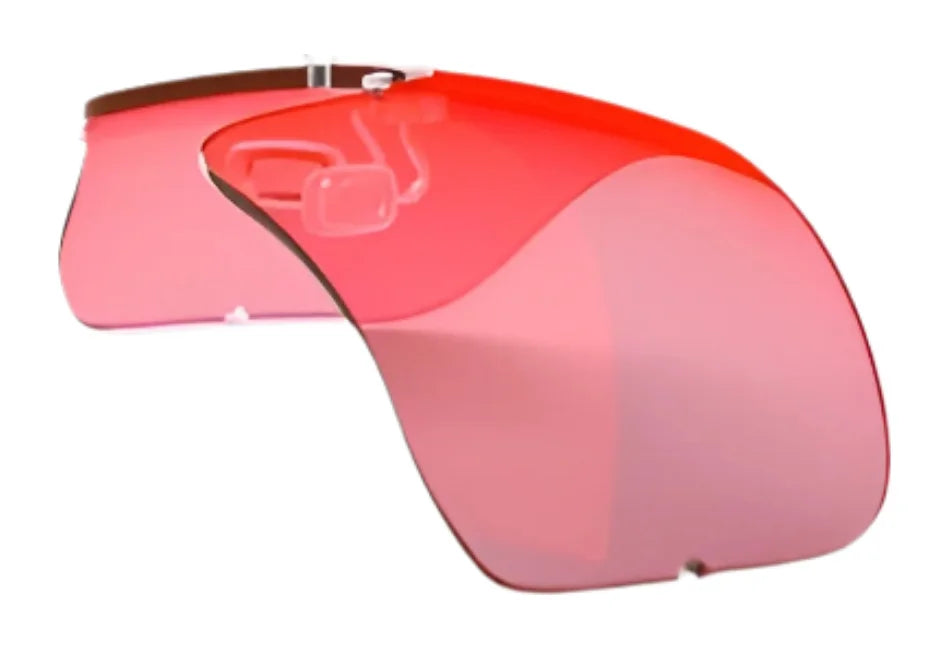 Red oversized visor sunglasses featuring a sleek, curved design with RE Ranger Falcon Pro frames and transparent lenses. Red oversized visor sunglasses featuring a sleek, curved design with RE Ranger Falcon Pro frames and transparent lenses.