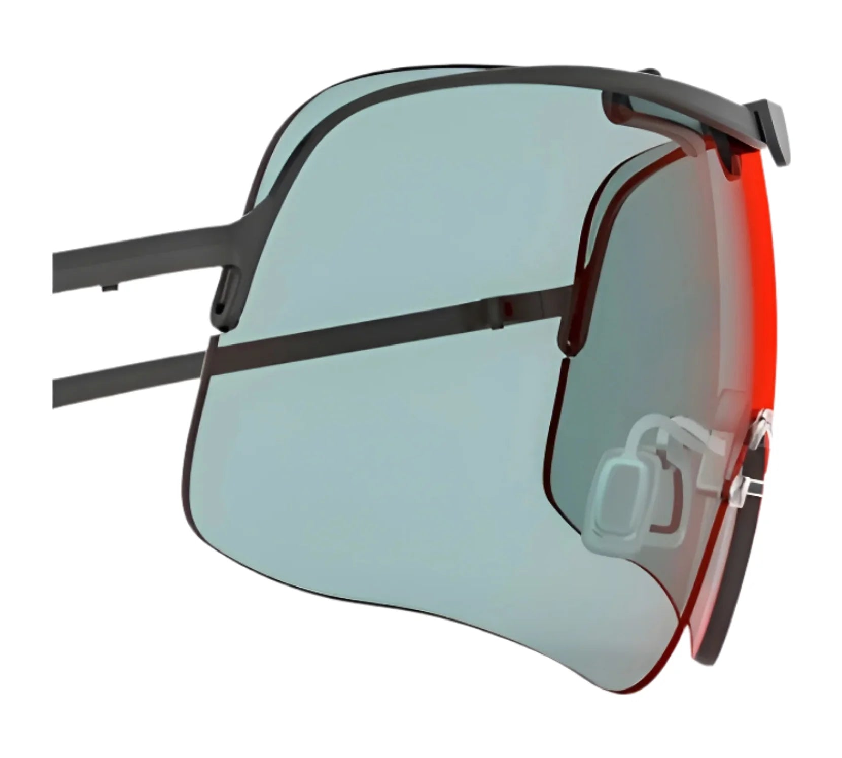 Futuristic visor glasses with RE Ranger Falcon Pro frames in black, featuring tinted, curved lenses with a touch of red and RIACT A.I. Bright Light lens for enhanced vision. Futuristic visor glasses with RE Ranger Falcon Pro frames in black, featuring tinted, curved lenses with a touch of red and RIACT A.I. Bright Light lens for enhanced vision.