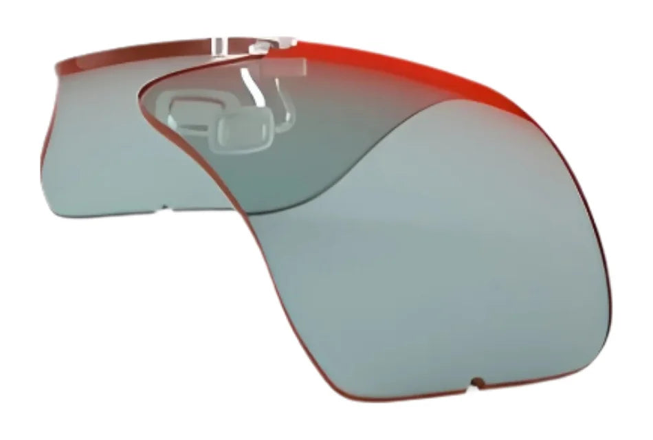 The RE Ranger Falcon Pro Lens by RE Ranger is a red and gray tinted, semi-transparent visor with RIACT A.I. Bright Light lenses and attached clips for ultimate convenience. The RE Ranger Falcon Pro Lens by RE Ranger is a red and gray tinted, semi-transparent visor with RIACT A.I. Bright Light lenses and attached clips for ultimate convenience.