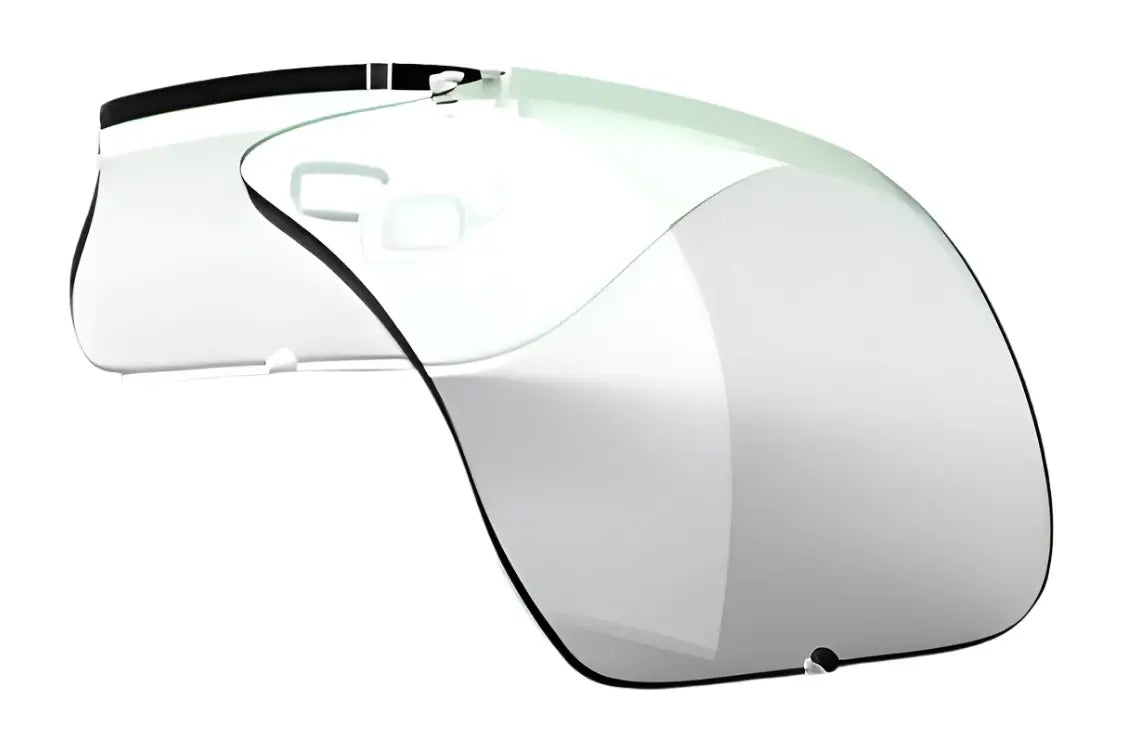The RE Ranger Falcon Pro Lens from RE Ranger features a transparent curved visor on a white background, designed to ensure clear visibility in bright settings. The RE Ranger Falcon Pro Lens from RE Ranger features a transparent curved visor on a white background, designed to ensure clear visibility in bright settings.