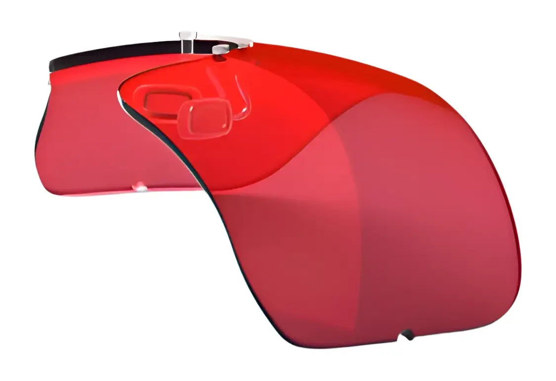 The RE Ranger Falcon Pro Lens, by RE Ranger, features a red futuristic visor with a sleek curved design. It includes an advanced RIACT A.I. Bright Light lens and monocle, seamlessly integrated with Falcon Pro frames for cutting-edge technology and elegance in one accessory. The RE Ranger Falcon Pro Lens, by RE Ranger, features a red futuristic visor with a sleek curved design. It includes an advanced RIACT A.I. Bright Light lens and monocle, seamlessly integrated with Falcon Pro frames for cutting-edge technology and elegance in one accessory.