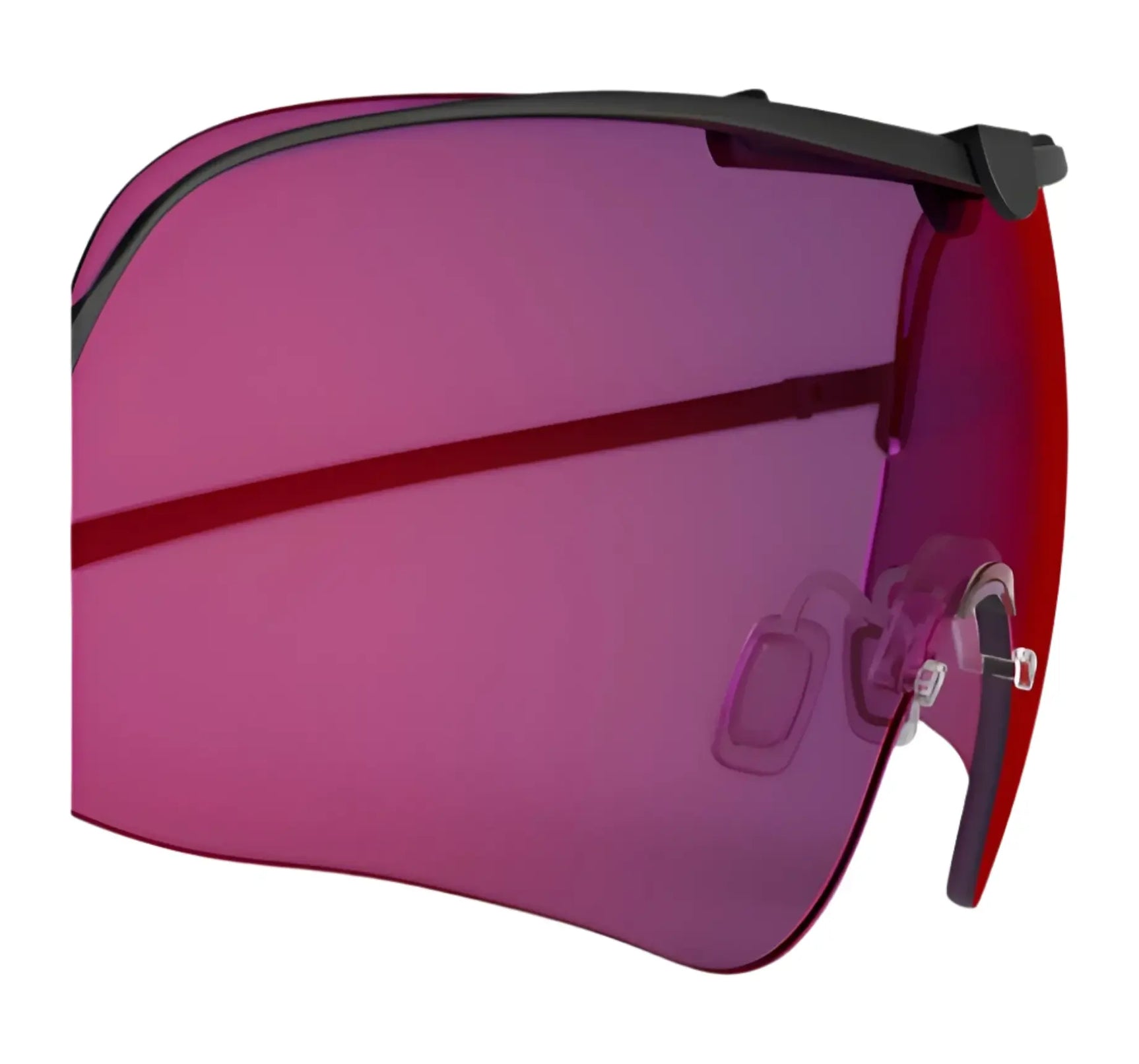 Futuristic sunglasses designed with RE Ranger's Falcon Pro Lens, featuring gradient red-tinted lenses and a thin black frame. Futuristic sunglasses designed with RE Ranger's Falcon Pro Lens, featuring gradient red-tinted lenses and a thin black frame.