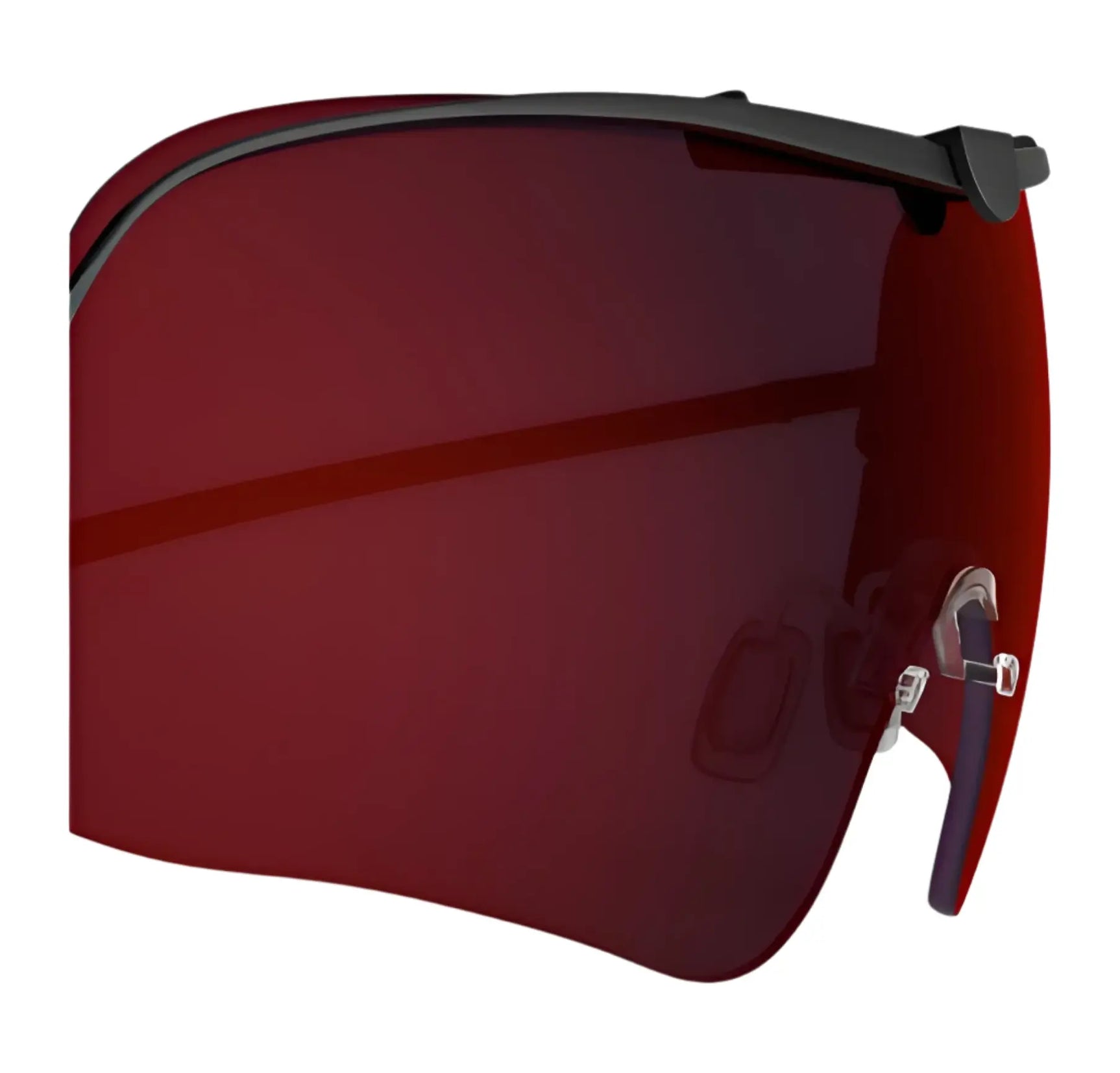 Sleek, futuristic RE Ranger Falcon Pro Lens sunglasses boast red visor-style frames, dark lenses, and nose pads. Enhanced with RIACT A.I. Mid-Light tech for optimal vision under different lighting conditions. Sleek, futuristic RE Ranger Falcon Pro Lens sunglasses boast red visor-style frames, dark lenses, and nose pads. Enhanced with RIACT A.I. Mid-Light tech for optimal vision under different lighting conditions.