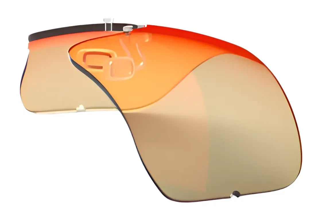The RE Ranger Falcon Pro Lens is an orange-tinted sports visor with a sleek, curved design and Falcon Pro frames for a secure fit. The RE Ranger Falcon Pro Lens is an orange-tinted sports visor with a sleek, curved design and Falcon Pro frames for a secure fit.