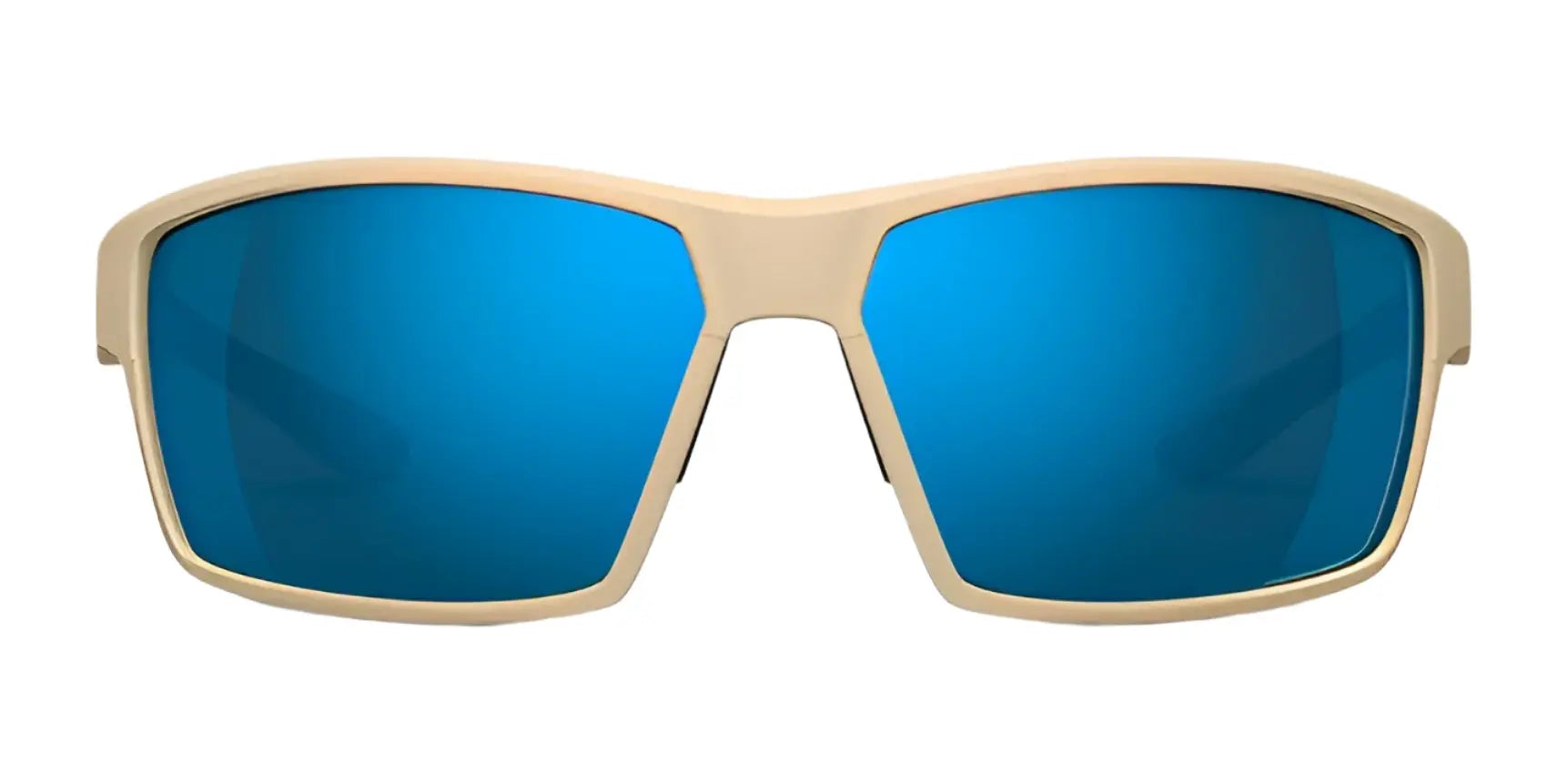The RE Ranger Marshall Sunglasses | Size 64 by RE Ranger feature a tan frame and large rectangular blue mirrored lenses with Clearsight Lens Technology, shown facing forward on a white background—ideal for outdoor activities. The RE Ranger Marshall Sunglasses | Size 64 by RE Ranger feature a tan frame and large rectangular blue mirrored lenses with Clearsight Lens Technology, shown facing forward on a white background—ideal for outdoor activities.