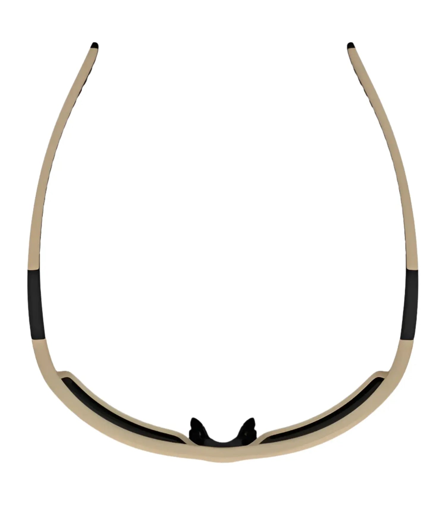 A top view of RE Ranger Marshall Sunglasses | Size 64 in tan and black, without lenses, highlights the frame and nose pads—ideal for outdoor activities. A top view of RE Ranger Marshall Sunglasses | Size 64 in tan and black, without lenses, highlights the frame and nose pads—ideal for outdoor activities.
