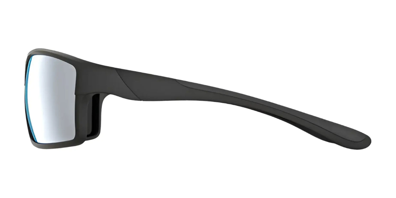 Side view of RE Ranger Marshall Sunglasses | Size 64 by RE Ranger, in black with thick arms and reflective lenses, designed for outdoor activities, shown on a white background. Side view of RE Ranger Marshall Sunglasses | Size 64 by RE Ranger, in black with thick arms and reflective lenses, designed for outdoor activities, shown on a white background.