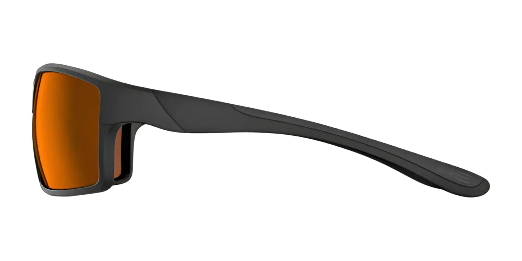 Side view of RE Ranger Marshall Sunglasses | Size 64 by RE Ranger, featuring black frames and orange-tinted Clearsight Lens Technology, ideal for outdoor activities, displayed on a white background. Side view of RE Ranger Marshall Sunglasses | Size 64 by RE Ranger, featuring black frames and orange-tinted Clearsight Lens Technology, ideal for outdoor activities, displayed on a white background.