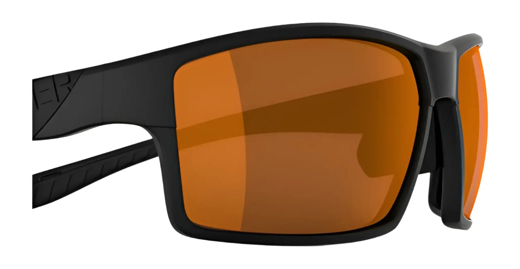RE Ranger Marshall Sunglasses | Size 64 by RE Ranger—black sport frames with rectangular, orange-tinted Clearsight Lens Technology, ideal for outdoor activities. Shown on a white background. RE Ranger Marshall Sunglasses | Size 64 by RE Ranger—black sport frames with rectangular, orange-tinted Clearsight Lens Technology, ideal for outdoor activities. Shown on a white background.
