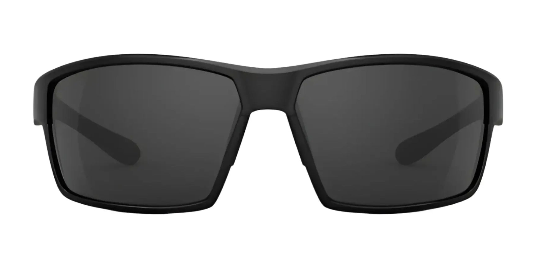 The RE Ranger Marshall Sunglasses | Size 64 by RE Ranger are black wraparound sport sunglasses with dark Clearsight Lens Technology, shown from the front on a white background—ideal for outdoor activities. The RE Ranger Marshall Sunglasses | Size 64 by RE Ranger are black wraparound sport sunglasses with dark Clearsight Lens Technology, shown from the front on a white background—ideal for outdoor activities.