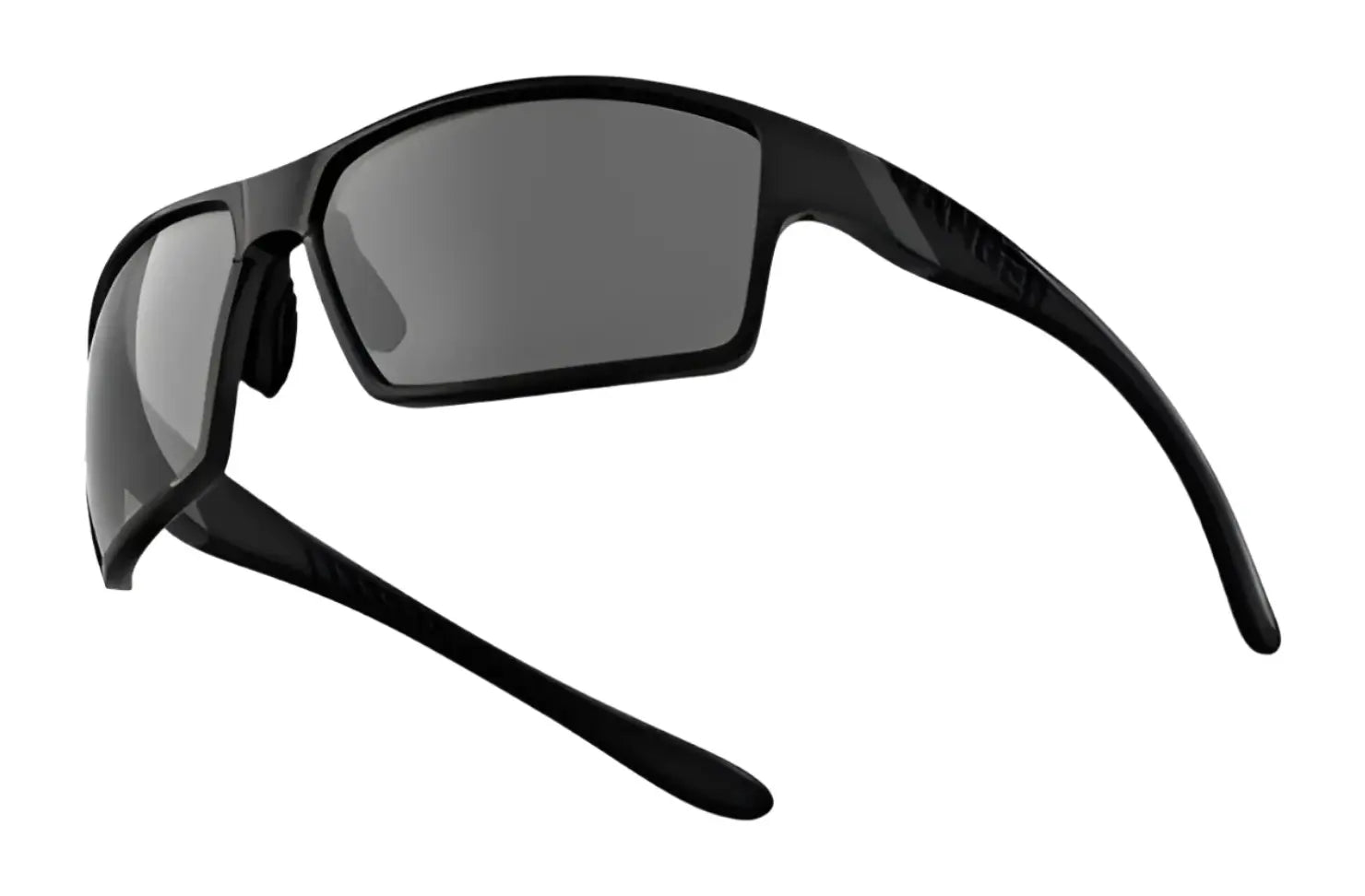 The RE Ranger Marshall Sunglasses | Size 64 by RE Ranger feature a black wraparound design with dark rectangular lenses and Clearsight Lens Technology, ideal for outdoor activities, shown on a white background. The RE Ranger Marshall Sunglasses | Size 64 by RE Ranger feature a black wraparound design with dark rectangular lenses and Clearsight Lens Technology, ideal for outdoor activities, shown on a white background.