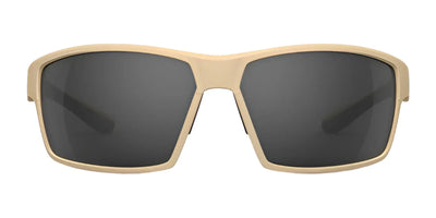 The RE Ranger Marshall Sunglasses | Size 64 by RE Ranger feature a tan frame, rectangular dark lenses with Clearsight Lens Technology, ideal for outdoor activities. Displayed on a white background for a sleek, modern look.