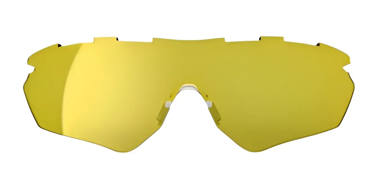 The RE Ranger Phantom 2.0 Lens by RE Ranger features a yellow-tinted, rimless design with a wide, curved shape and advanced Claysight technology, shown against a white background. The RE Ranger Phantom 2.0 Lens by RE Ranger features a yellow-tinted, rimless design with a wide, curved shape and advanced Claysight technology, shown against a white background.