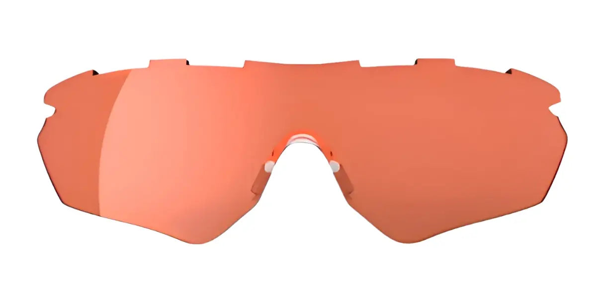 The RE Ranger Phantom 2.0 Lens features a wide, orange-tinted Claysight lens with a frameless, wraparound design from RE Ranger, shown on a white background. The RE Ranger Phantom 2.0 Lens features a wide, orange-tinted Claysight lens with a frameless, wraparound design from RE Ranger, shown on a white background.