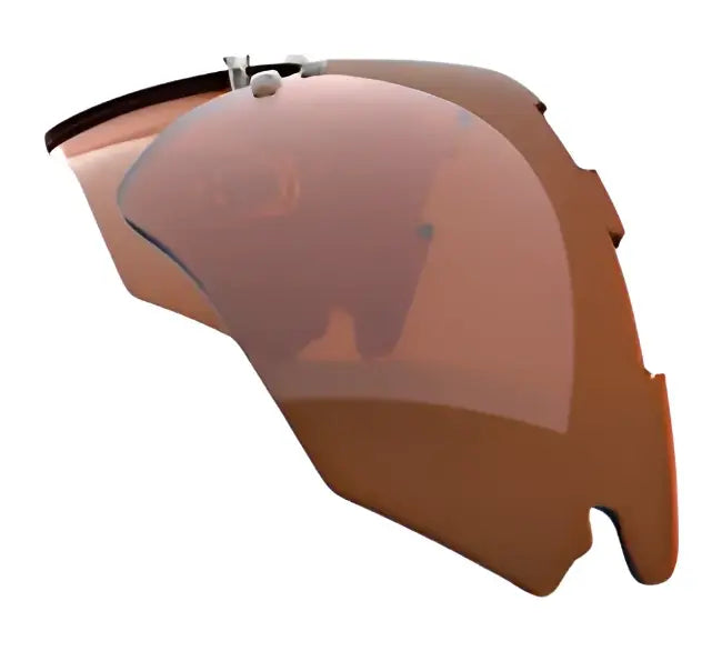 The RE Ranger Phantom 2.0 Lens is a brown-tinted, curved replacement shield featuring Claysight lens technology for enhanced shooting eyewear, shown on a white background. The RE Ranger Phantom 2.0 Lens is a brown-tinted, curved replacement shield featuring Claysight lens technology for enhanced shooting eyewear, shown on a white background.