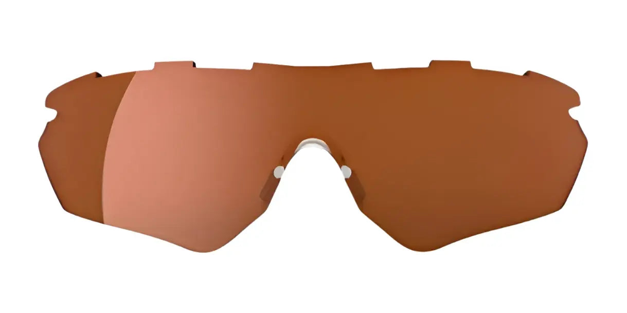 RE Ranger Phantom 2.0 Lens in brown mirrored finish, featuring Claysight technology and a wraparound sports design by RE Ranger, shown against a white background. RE Ranger Phantom 2.0 Lens in brown mirrored finish, featuring Claysight technology and a wraparound sports design by RE Ranger, shown against a white background.