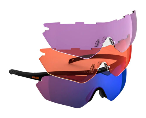 RE Ranger Phantom 2.0 Shooting Sunglasses / Size 146 / Matte Black & HD Medium, Dark Purple, Blue Icees / Size Bayonet 120mm