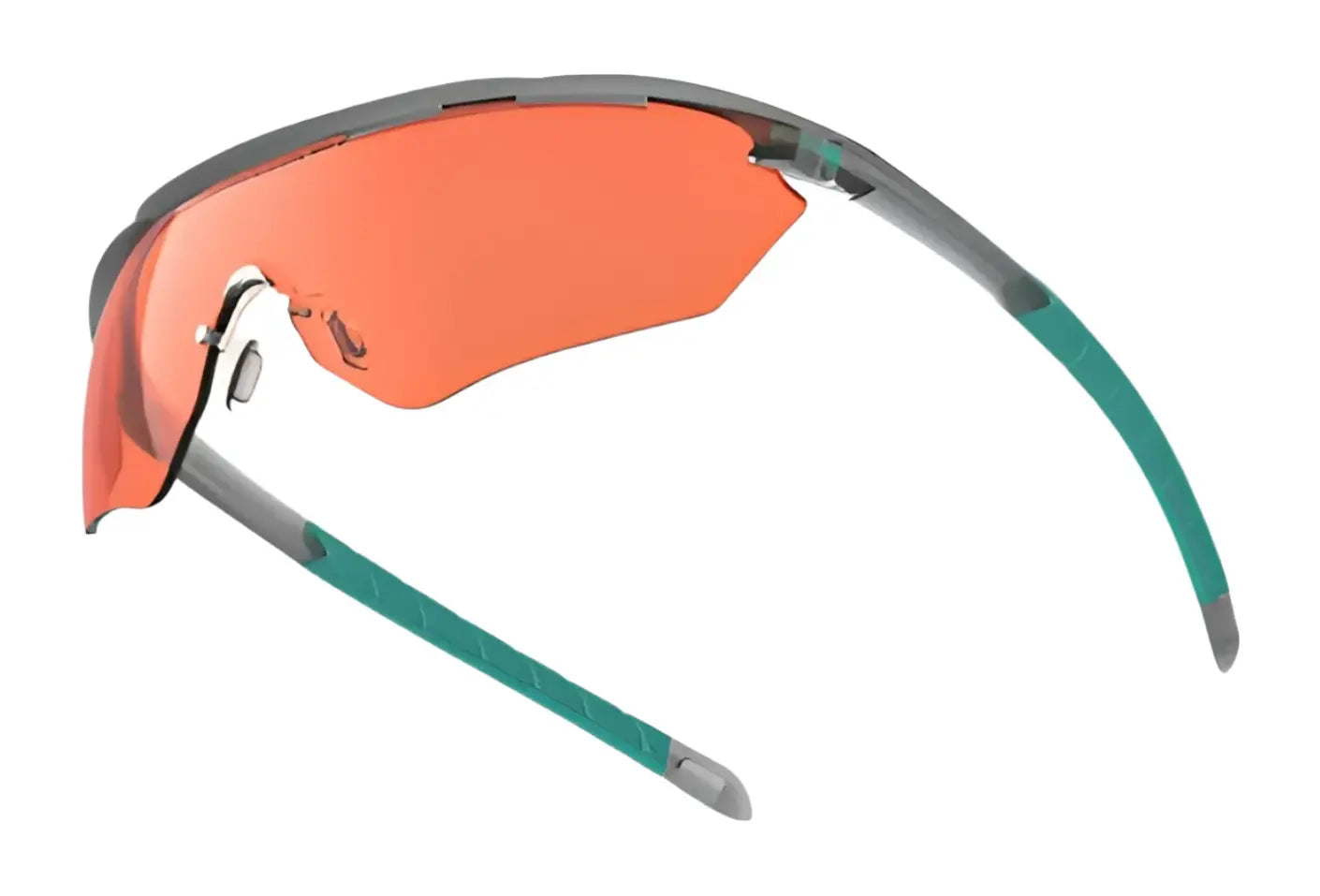 The RE Ranger Phantom 2.0 Shooting Sunglasses (Size 146) feature orange Claysight lenses, a gray frame, and green ear grips—premium sport sunglasses inspired by the classic RE Ranger style. The RE Ranger Phantom 2.0 Shooting Sunglasses (Size 146) feature orange Claysight lenses, a gray frame, and green ear grips—premium sport sunglasses inspired by the classic RE Ranger style.