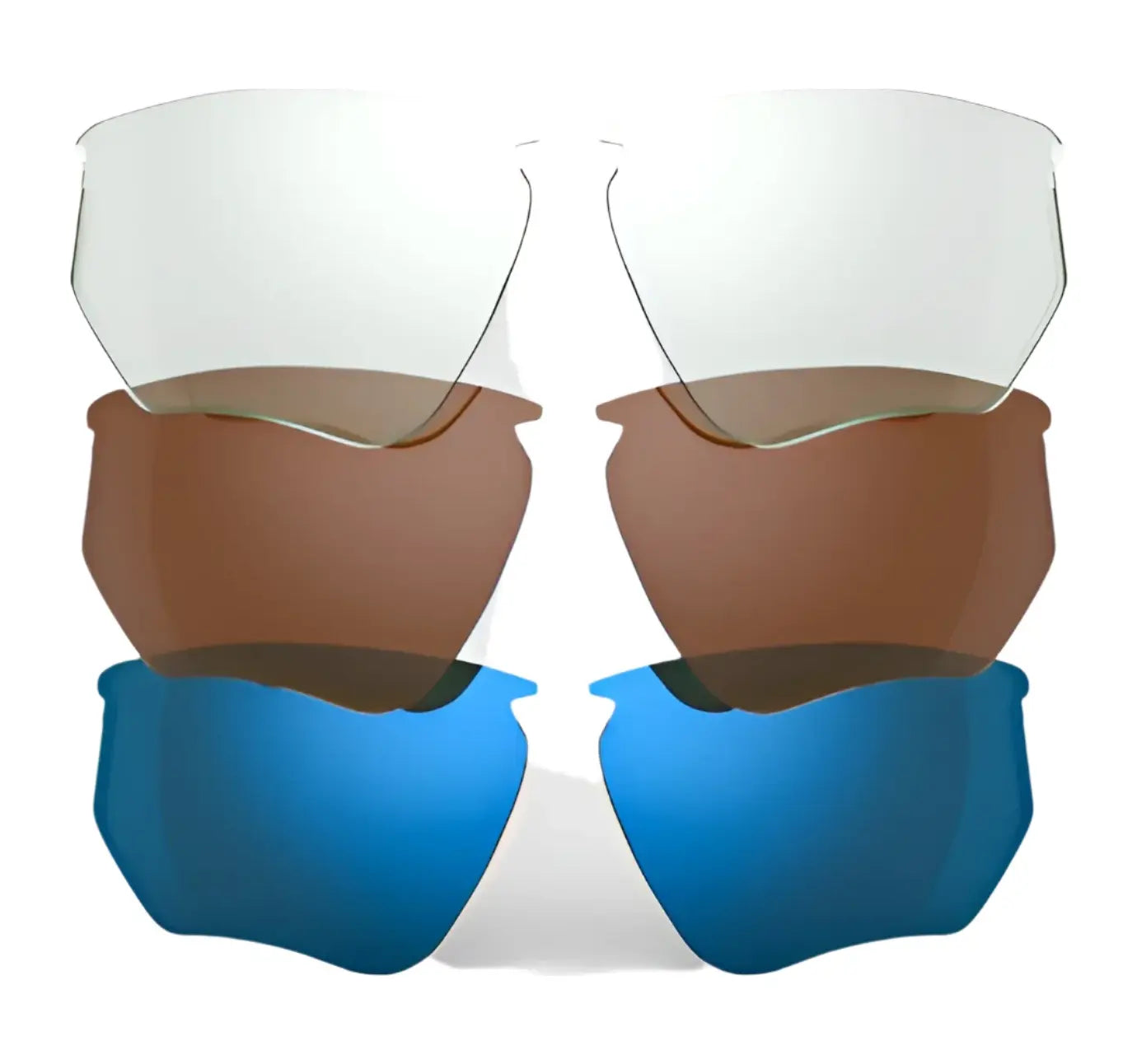 The RE Ranger Phoenix Shooting Sunglasses (Size 67) by RE Ranger are shown with three interchangeable lenses—clear, brown, and blue-tinted—featuring Clearsight Lens Technology for outdoor activities and sport sunglasses enthusiasts. The RE Ranger Phoenix Shooting Sunglasses (Size 67) by RE Ranger are shown with three interchangeable lenses—clear, brown, and blue-tinted—featuring Clearsight Lens Technology for outdoor activities and sport sunglasses enthusiasts.